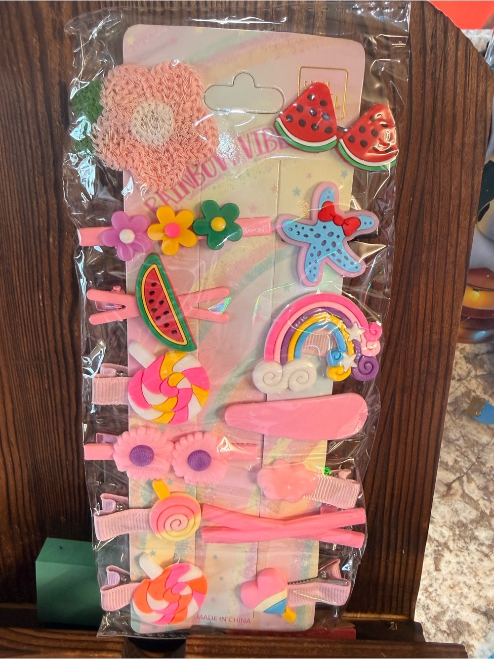 Kids Hair Clip Set - Pink Multicolor Fun Shapes